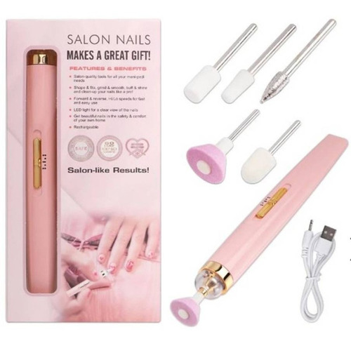 Salon Manicure Recargable Usb 5 Pzas. Con Luz Jj-42