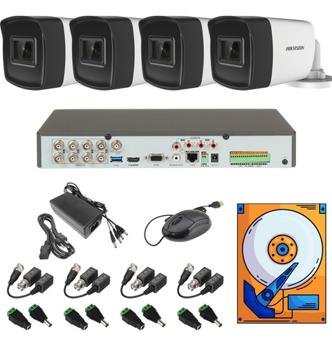 Kit Circuito Cerrado 8ch 4 Cámaras 5mp Audio Baluns 2tb