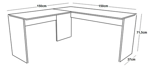 Mesa Em L Para Escritório 150cm Cor Legno Salinas Com Branco
