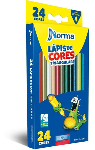 Lápis 24 Cores Norma 4mm Triangular 