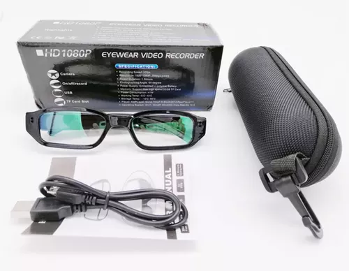 LINYU Gafas de cámara espía con grabación de Video, cámara Oculta 1080P HD,  Gafas de Gafas de Snapchat de súper pequeña vigilancia, Cargador USB :  : Electrónica