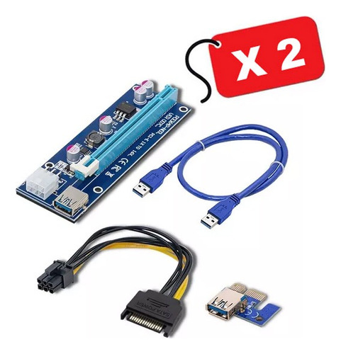 Riser Extension Pci Express 16x Usb 3.0 6 Pin Sata /2 Unidad