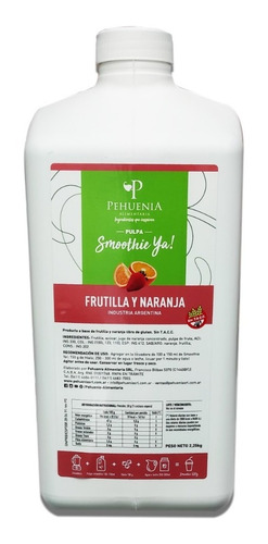 Pulpa Fruta Smoothie Frutilla Naranja Pehuenia 2,25 Kg