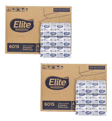 Toalla Interdoblada Elite 6015 20 Paq De 100 Toallas 2 Cajas