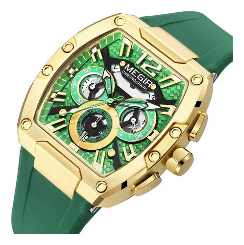 Reloj De Cuarzo Megir Chronograph Luminous Fashion Color De La Correa Verde