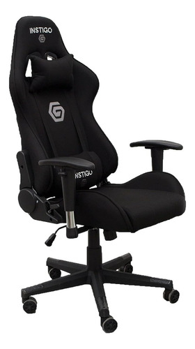 Silla Gamer De Tela Ergonómica Reclinable Negro Material del tapizado Cuero sintético