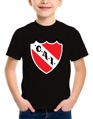 Remera Niño Independiente Personalizada Algodón Negra 