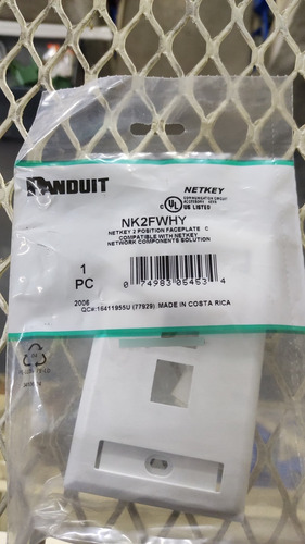 Pack 8 Pza Panduit Nk2fwhy Face Plate Placa 2 Puertos Rj45