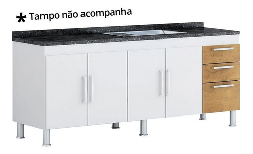 Balcão De Pia Gêmeos 2,00 - Branco/castanho