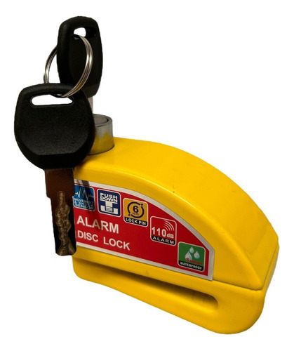 Candado Para Freno De Disco De Moto Con Alarma 110 Db Color Color Amarillo