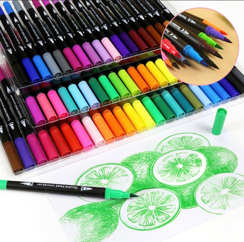 Canetinhas Brush E Ponta Fina - 100 Cores Colorido