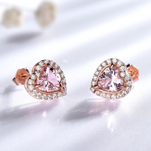 Aretes Pendientes De Plata 925 Con Gema De Morganita Mh1