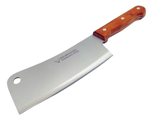 Cuchillo Hacha Acero Inoxidable Cocina 37cm Mango De Madera