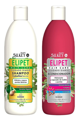 Shampoo Cabellos Secos + Acondicionador Silkey Elipet 430 Ml