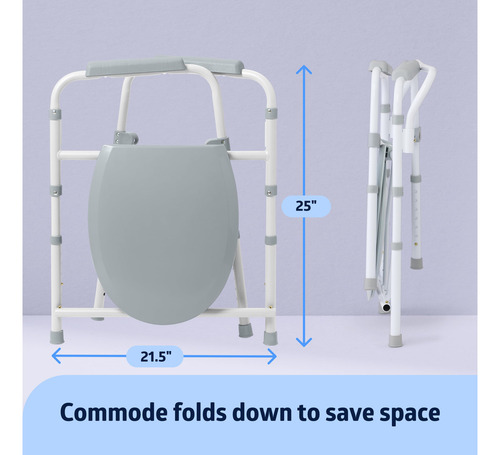 Cómoda Medline De Acero 3 En 1 Marco Plegable Asiento Largo Color