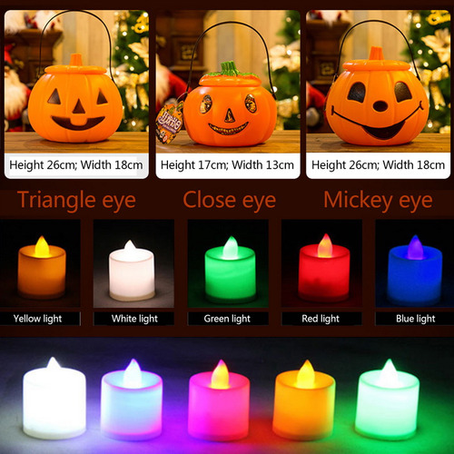 Cubo De Calabaza Portátil Led Para Halloween, Cubo De Carame