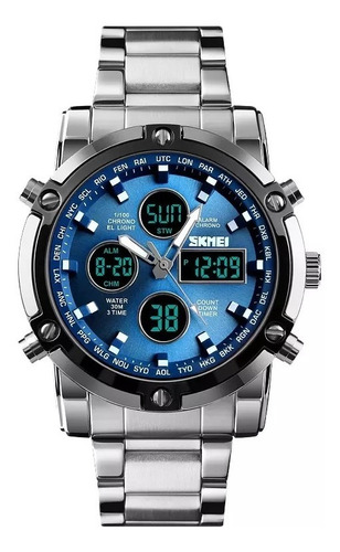Imagen 3 de 3 de Reloj Elegante Skmei Hombre Digital Correa Metal