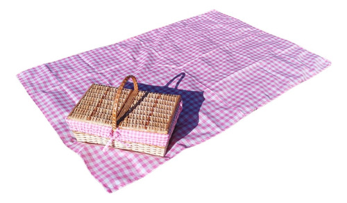 Cesta Piquenique De Vime Grande Gg 56cm Com Toalha E Forro