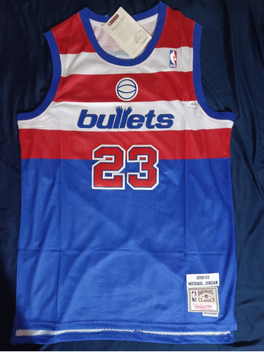 Jersey Su Majestad #23 Mj Bullets Bordado Azul 