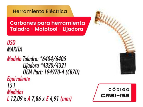 Par De Carbones Casi-158 Codire P/taladro-mototool-lijadora 