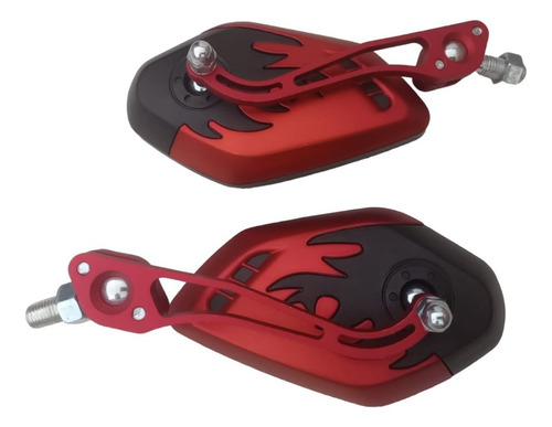 Chu Juego De Espejos Retrovisor Universal 10 Mm Flamas Rojo