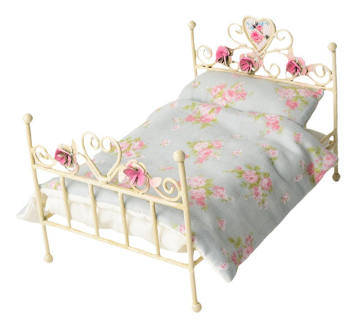 1: 12 Cama Europea En Miniatura, Mini Ropa De Cama Floral