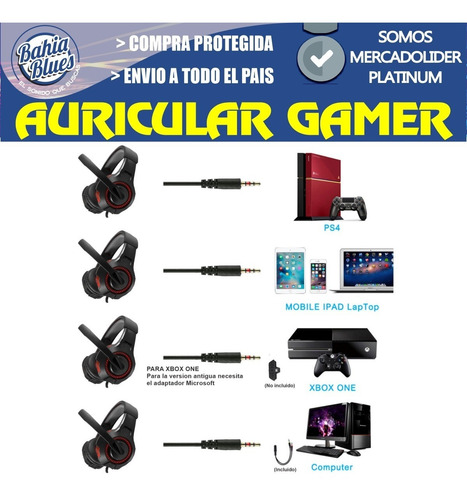 Auricular Gamer Ps4 Xbox Con Microfono Pc Gaming Skype