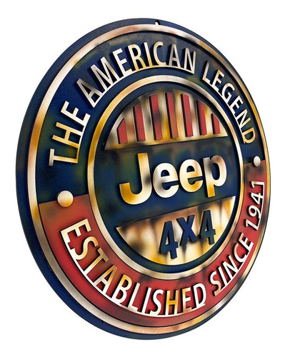 Placa Decorativa Jeep Ferrugem 3d Relevo Vintage Garagem