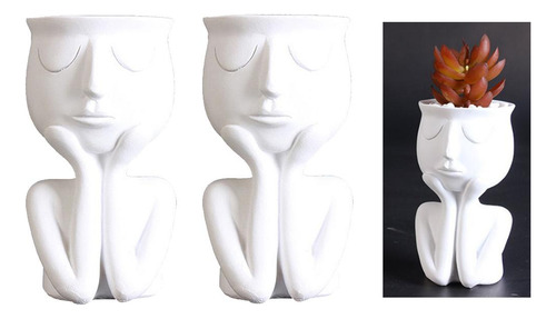 2x Escultura De Retrato Humano Maceta Florero Planta