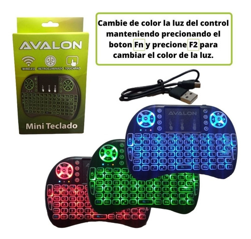 Imagen 3 de 5 de Teclado Mini Wireless Para Smart Tv Control Remoto Con Luz