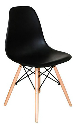 Cadeira Charles Eames Eiffel Wood Dkr Cozinha Jantar Preta