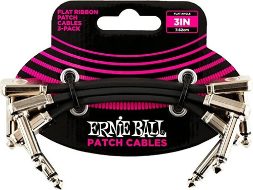 Ernie Ball Paquete De 3 Cables De Conexión De Cinta Plana,.