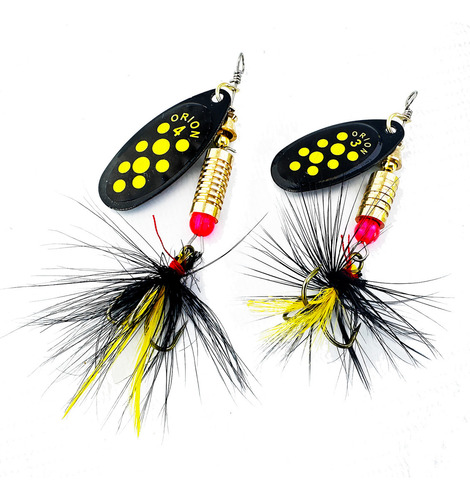 Cuchara Giratoria Señuelo Amberjack N #4 10g Trucha Spinning Color Negra y Amarillo