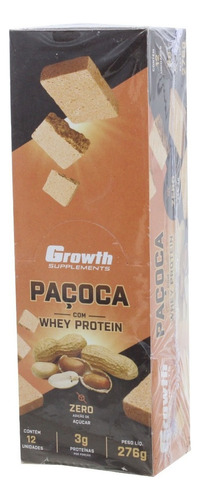 12 Paçoca Com Whey Protein Zero Açucar Proteina Growth