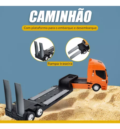 Caminhão Brinquedo Miniatura Retroescavadeira + Carregadeira