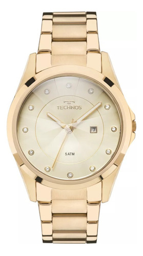 Relógio Feminino Technos Elegance Calendário Gn10as/4x Cor da correia Dourado Cor do fundo Dourado
