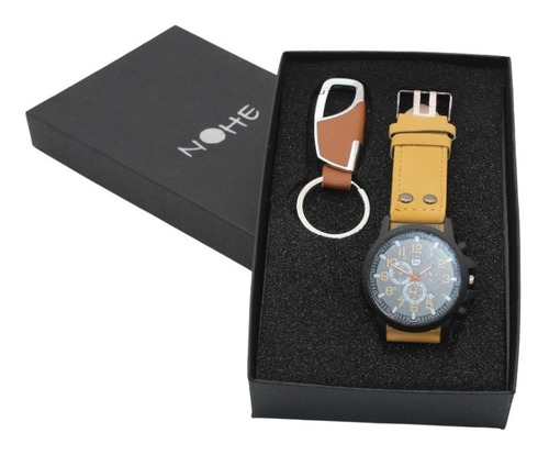 Reloj Hombre, Estuche, Set De Regalo, Llavero Elegante