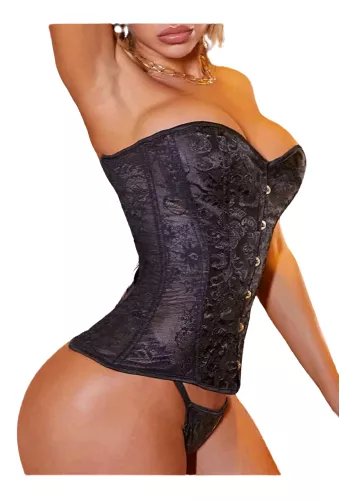 Ropa Lencería Estilo Corset Con Encaje En Contraste De Malla