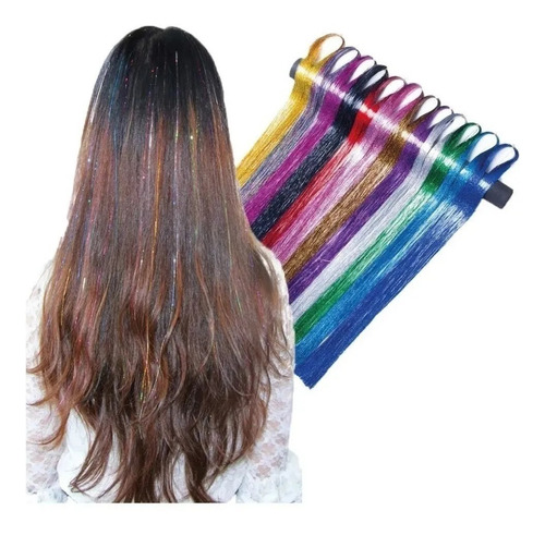 Kit De Extension De Cabello Con Brillos12pz+1000grapa+gancho