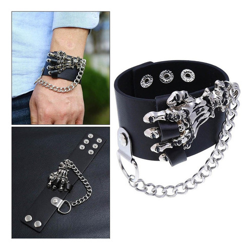 Brazalete De Cuero Pu Brazalete Rock Muñequeras Brazalete