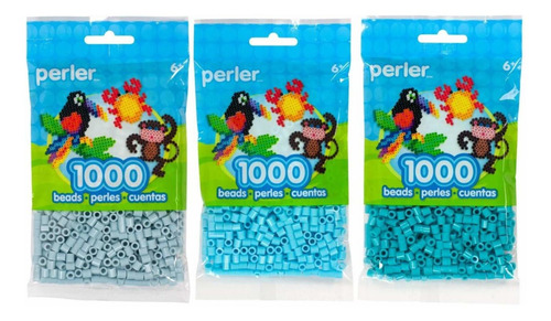 Canutillos Beads 3000 Unidades (pack X3) Tonos Azules