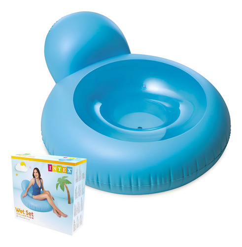 Sillón inflable Boia Guarujá Intex, silla de piscina, color azul cielo