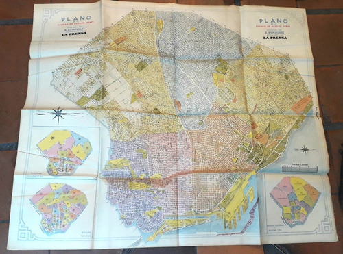 Antiguo Mapa Ciudad Buenos Aires Capital Federal Plano 1934 (Usado)