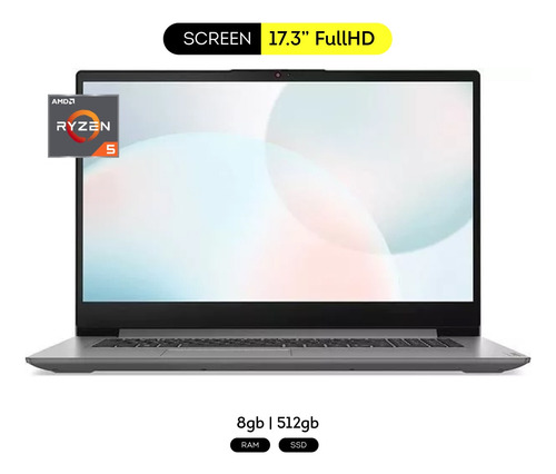 Notebook Lenovo Ideapad 3 Ryzen 5 5625u 8gb 512ssd 17.3 Fhd