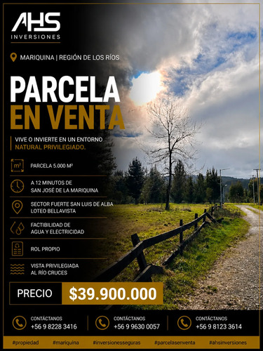 Parcela De 5.000 M2 Vista Río Cruces, San José Mariquina