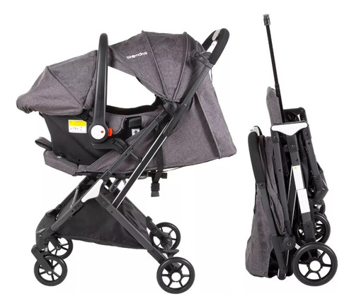 Carriola De Bebe Paseo Plegable Portabebe Gris Wondrus