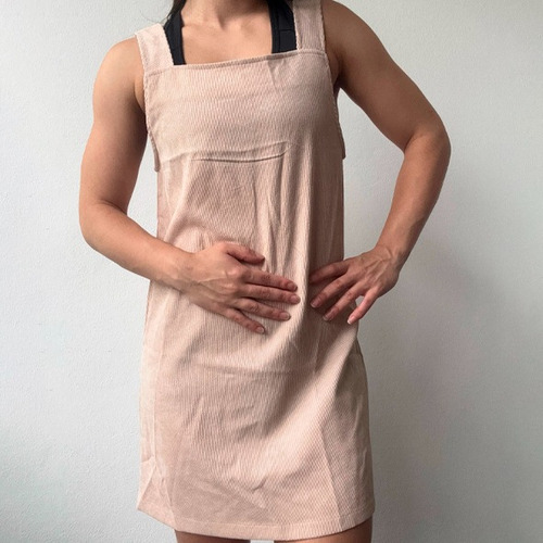 Vestido De Pana Casual Mujer Otoño, Shein, Talle Xs Beige