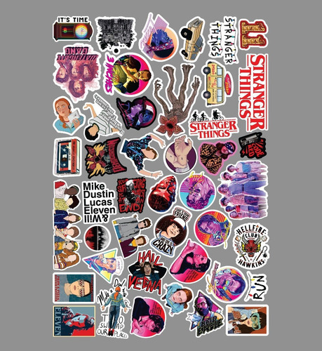 Packx44 Stickers Stranger Things Vinilos Calcos Termos Com