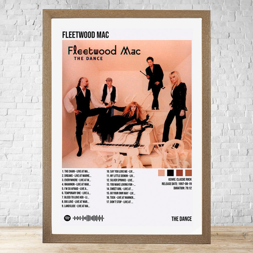 Cuadro Fleetwood Mac The Dance 30x40 Con Vidrio Y Marco C778 Marrón Claro Moderno