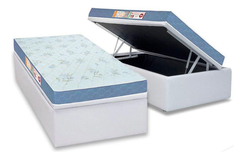Cama Baú Solteiro: Colchão D45 Castor Sleep Max Duplo+box